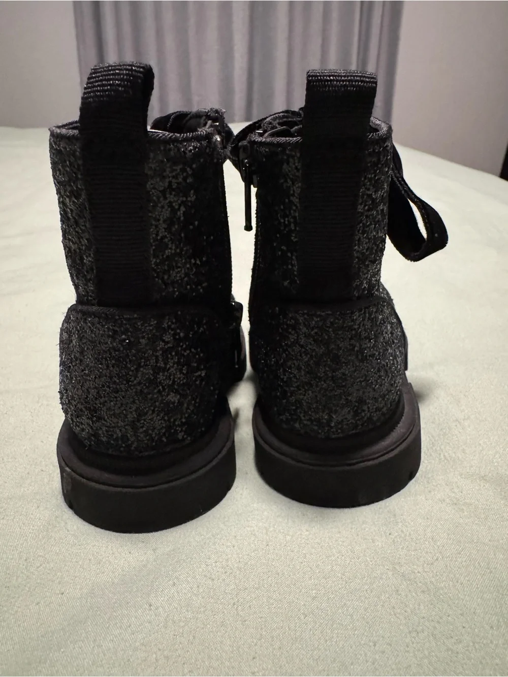 Cat & Jack Black Glitter Lace-Up Kids Boots